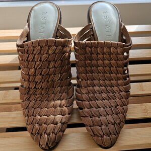 1.STATE Licha tan woven leather mules